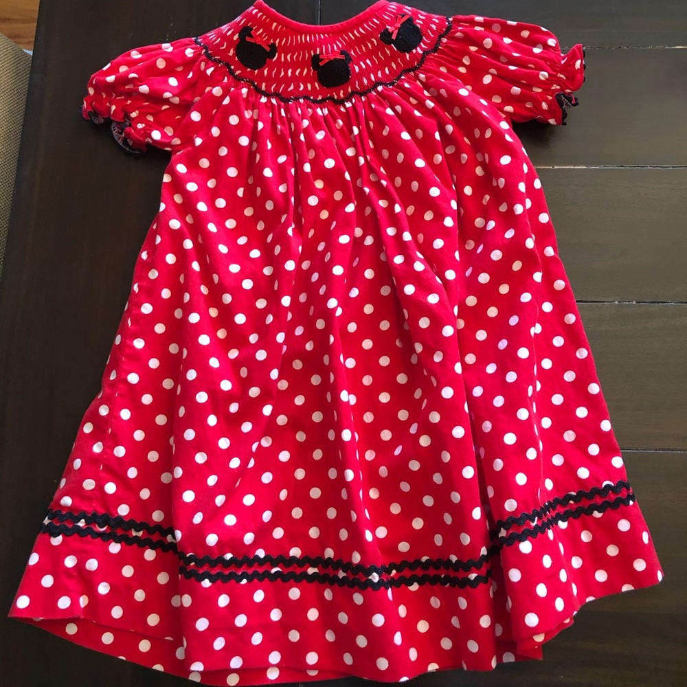 Cecil and Lou Minnie Mouse smocked dress